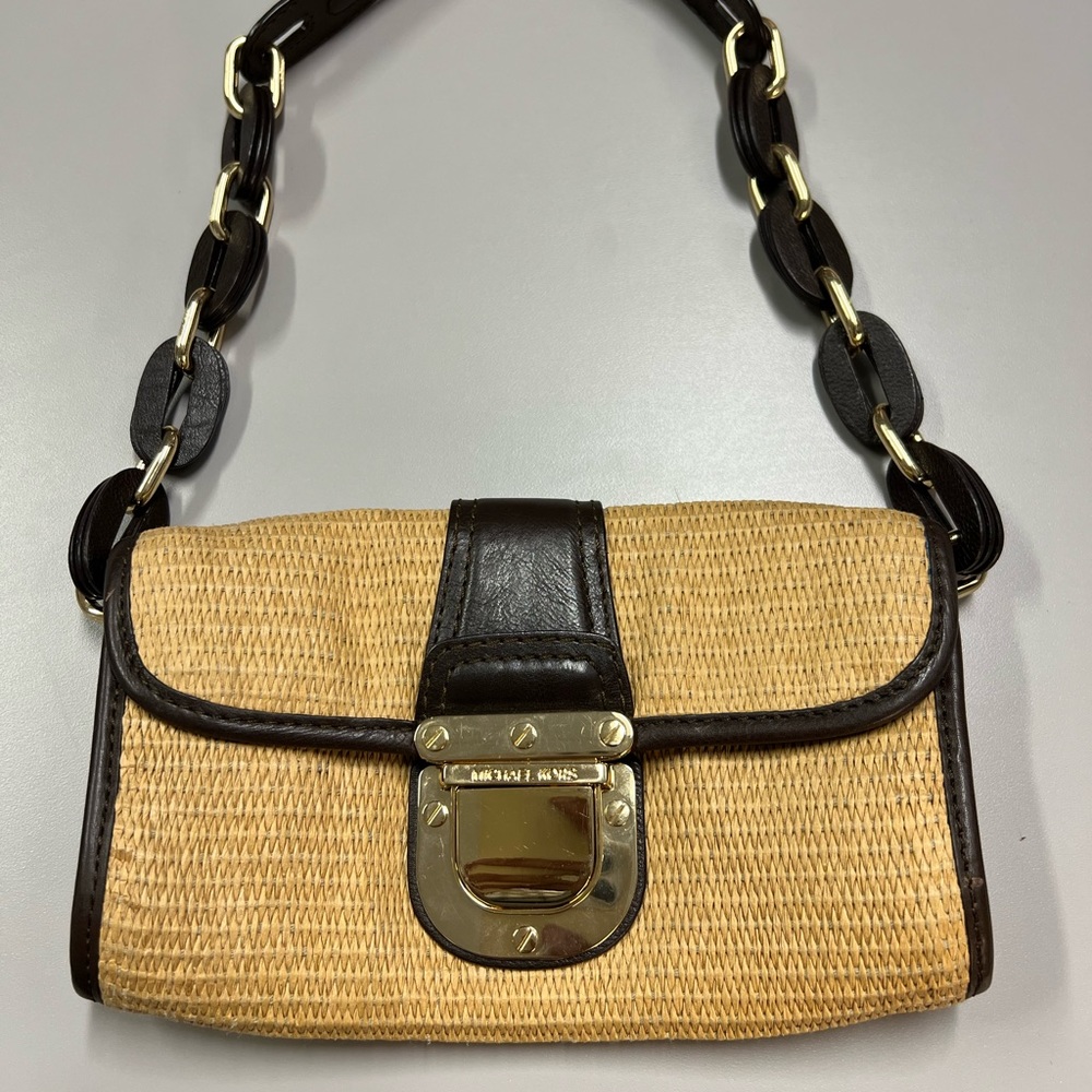 Michael Kors Rattan Weaved and Leather Baguette - Picture 2 of 15